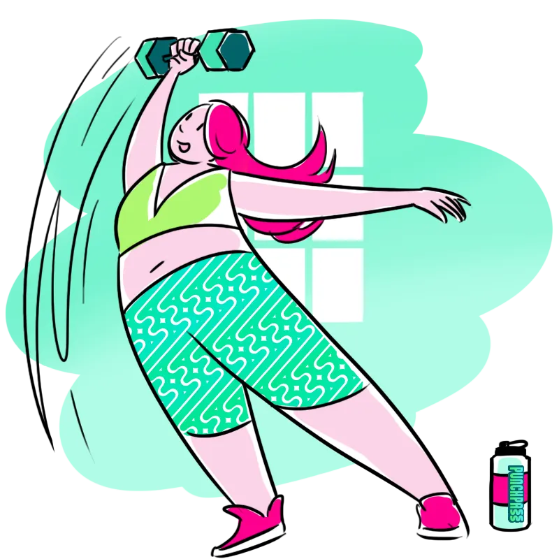 Fitness class in action