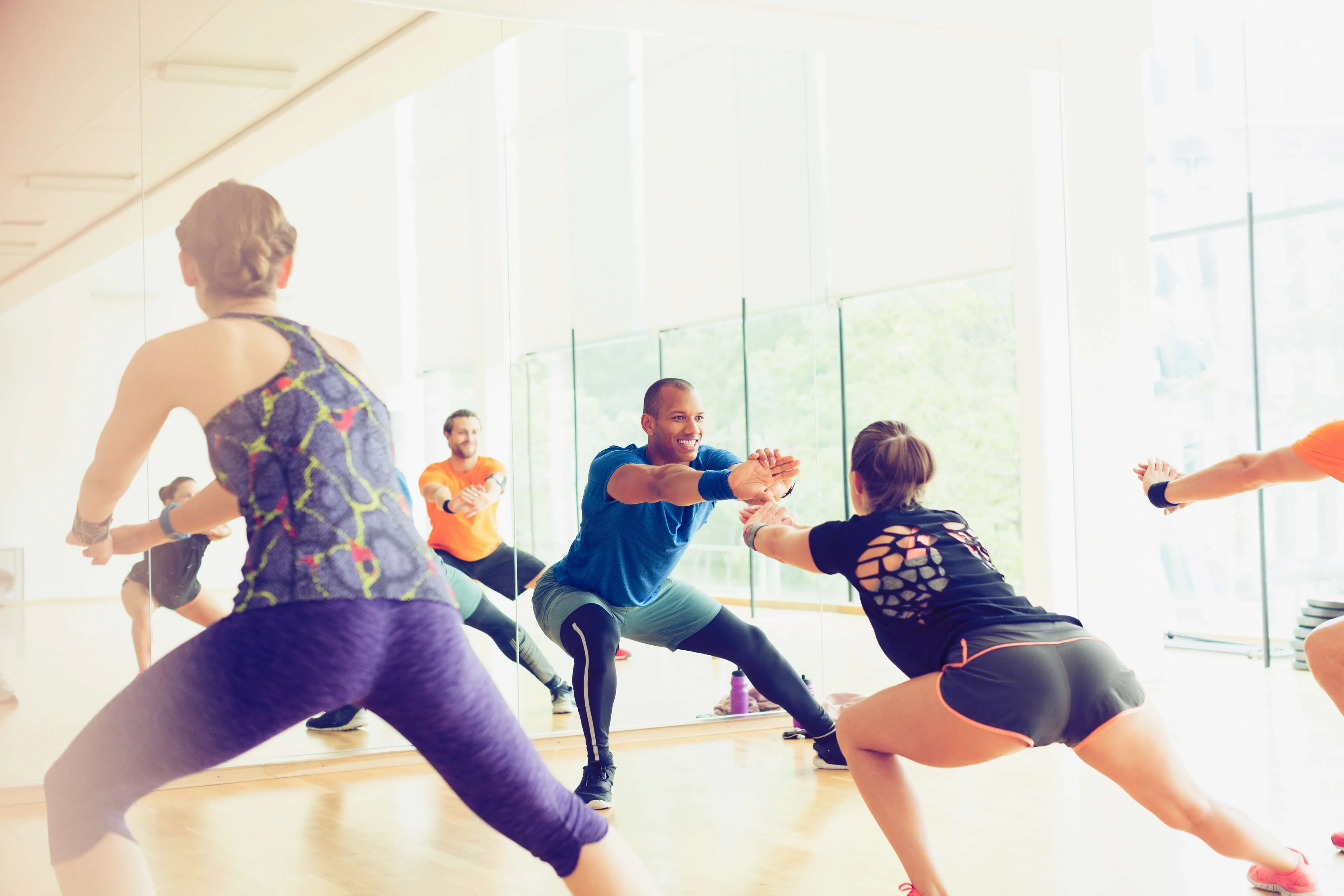 Fitness class in action