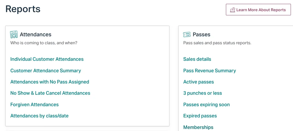 Punchpass reports and analytics