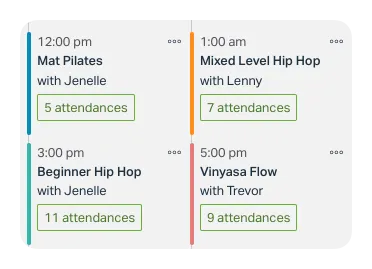 Punchpass class schedule interface