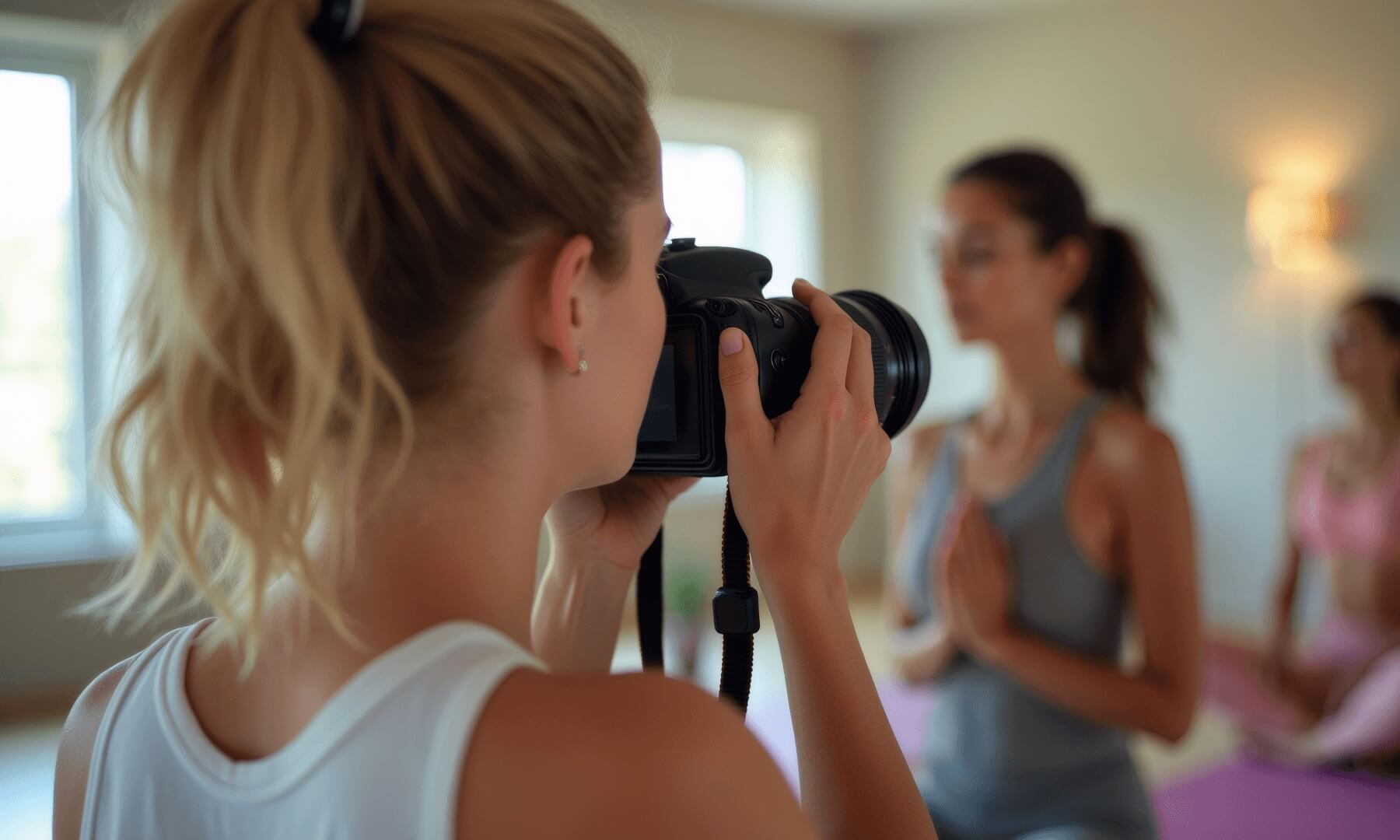 Yoga instructor taking a photo