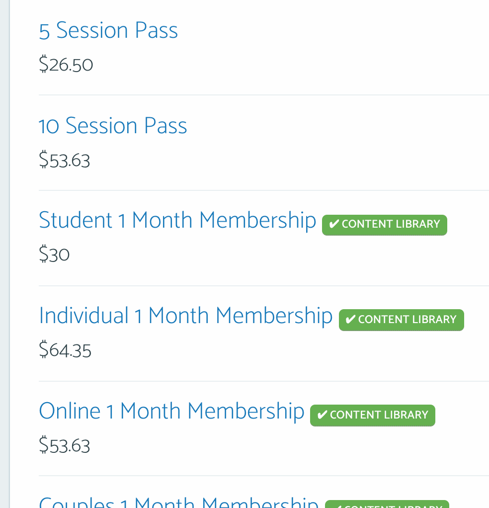 Content Library Pass List